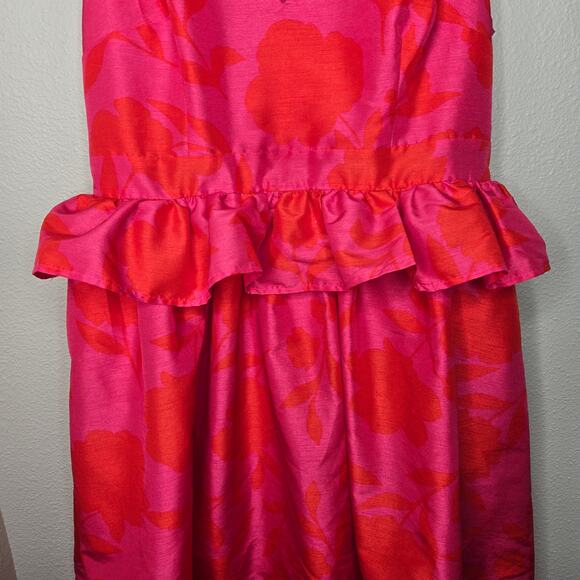KATE SPADE TARGET Sleeveless Classic Rose Peplum Midi Dress Hot Pink Size 10 - Picture 5 of 8